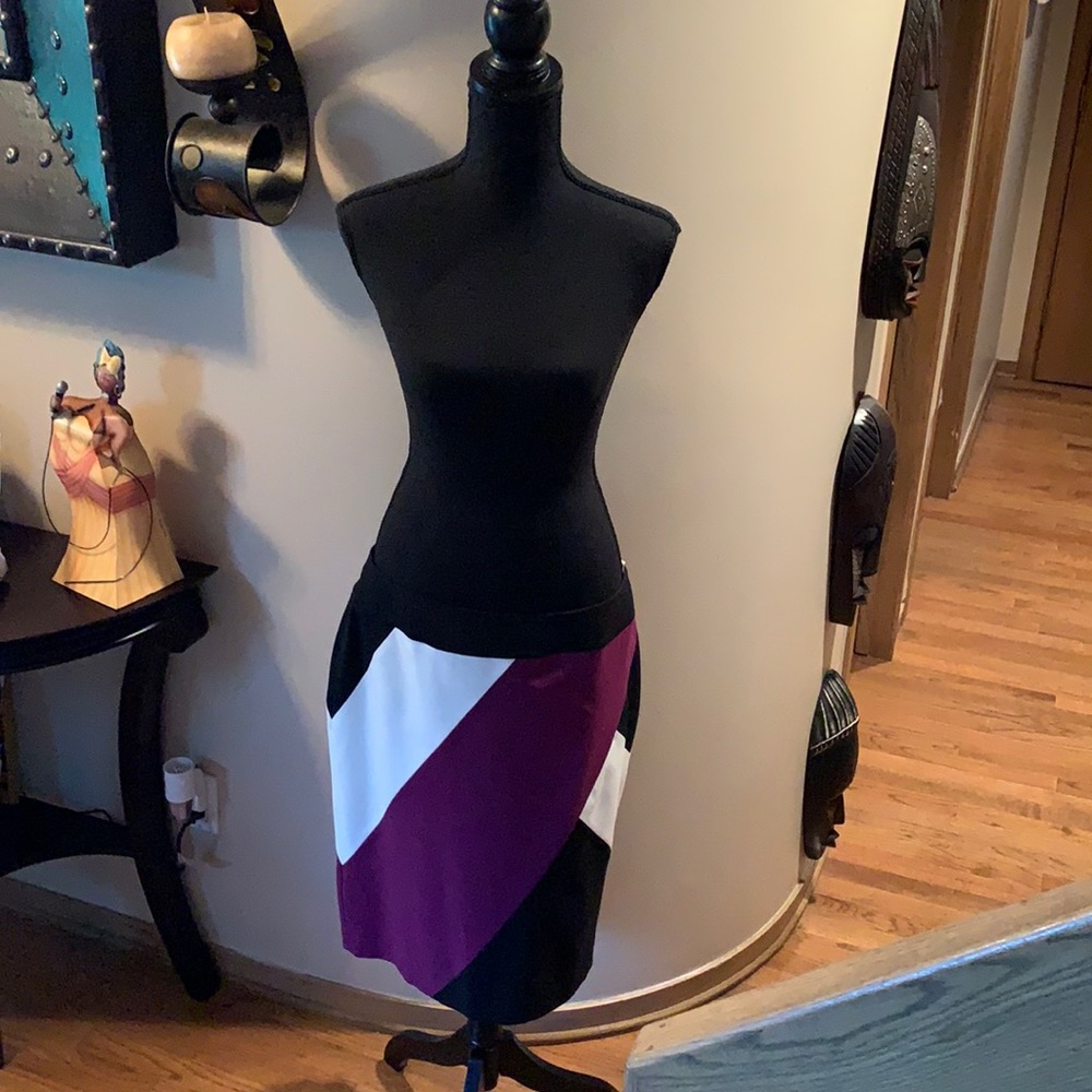 Nine West Sz10 W Skirt Black White Burgandy